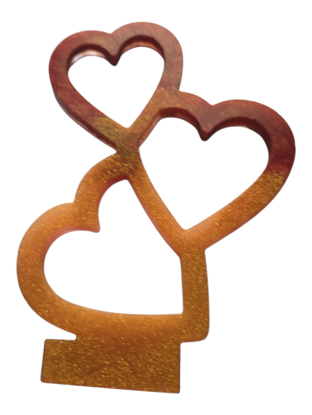 Resin Triple Heart Figurine – Glitter Gradient Heart Art R300